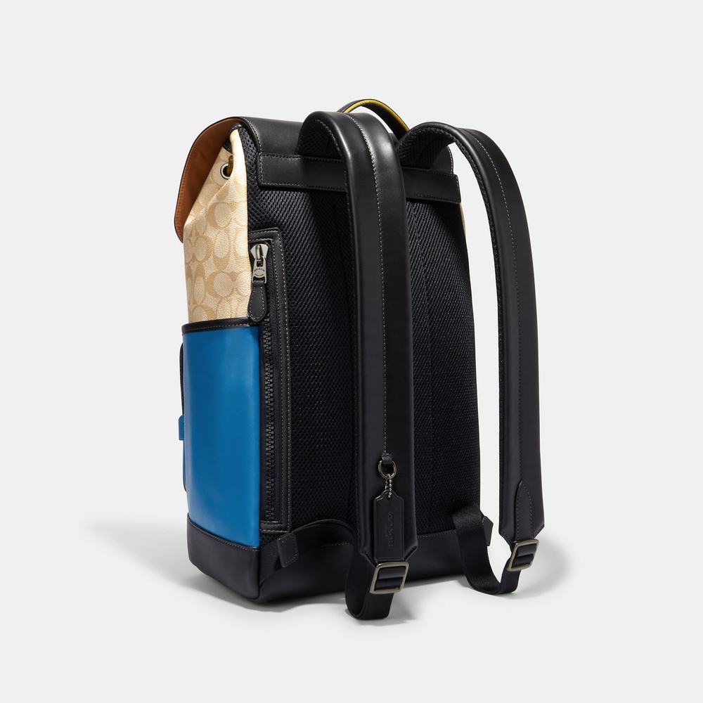NWT Coach Outlet Track Backpack In Colorblock Signature Canvas With Coach Stamp - Picture 2 of 5